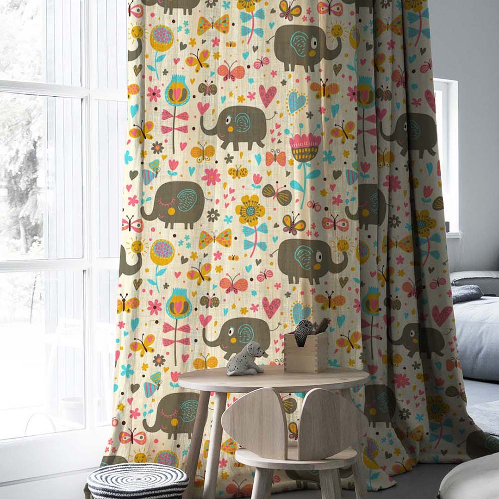 Elegant Kids Print Room Darkening  Curtain - Set of 2 - DS159A