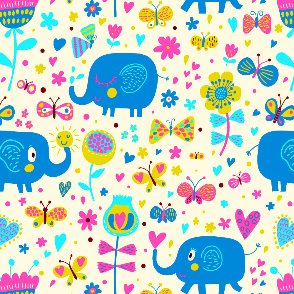 Elephant Joyride Kids Tan Beige Heavy Satin Room Darkening Curtains Set Of 2 - (DS159B)