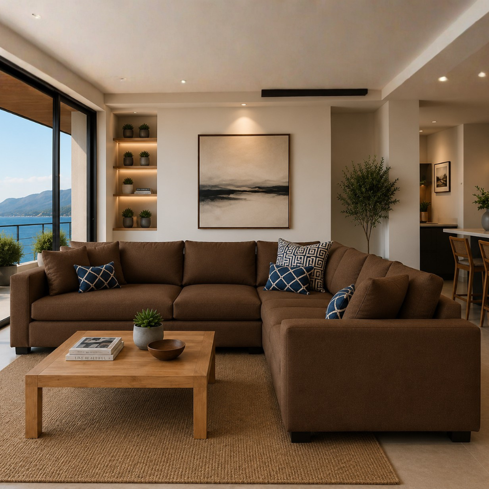 Alston Fabric L Shape 5 Seater Corner Sofa | Modern Living Room Sofa