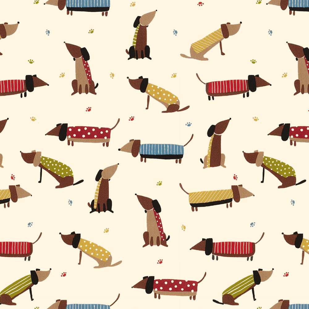 Playful Pups Kids Tan Beige Heavy Satin Room Darkening Curtains Set Of 2 - (DS183A)