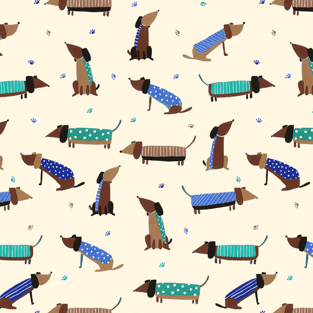 Playful Pups Kids Tan Beige Heavy Satin Room Darkening Curtains Set Of 2 - (DS183B)
