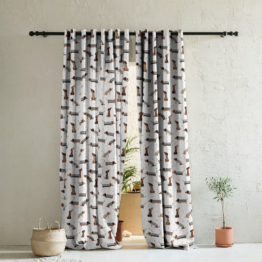 Playful Pups Kids Light Grey Heavy Satin Room Darkening Curtains Set Of 2 - (DS183C)