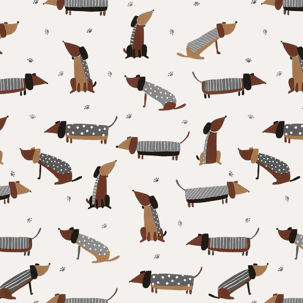Playful Pups Kids Light Grey Heavy Satin Room Darkening Curtains Set Of 2 - (DS183C)