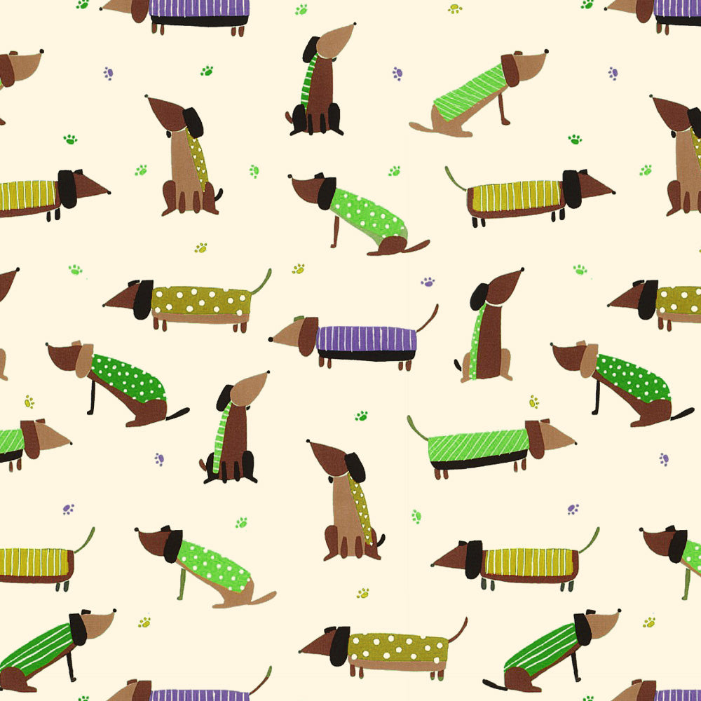 Playful Pups Kids Tan Beige Heavy Satin Room Darkening Curtains Set Of 2 - (DS183D)