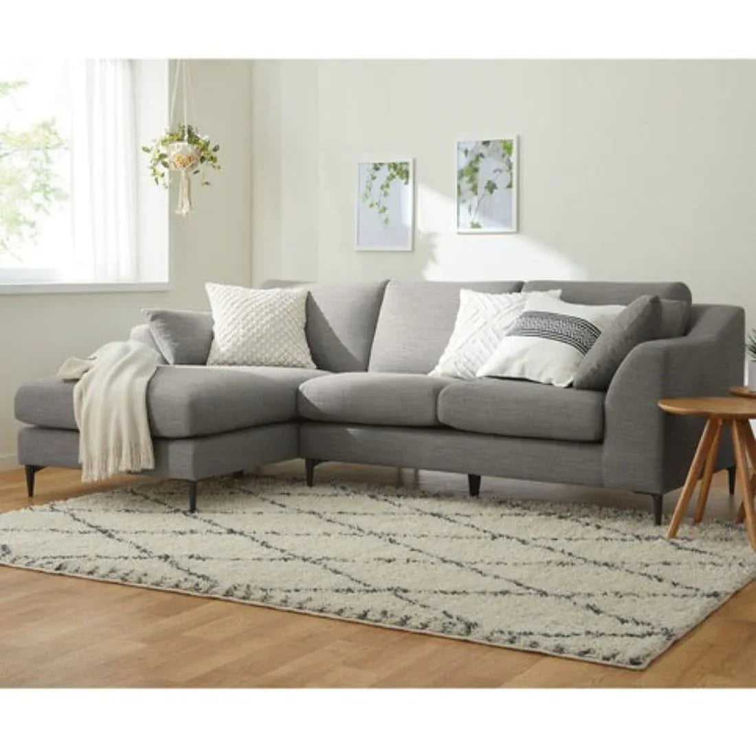 Flora 4 Seater L Shape Fabric Sofa For Living Room