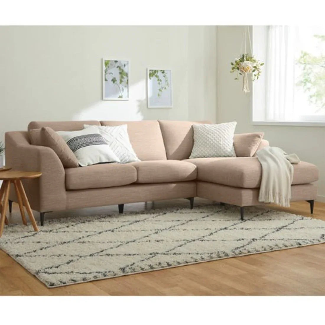 Flora 4 Seater L Shape Fabric Sofa For Living Room