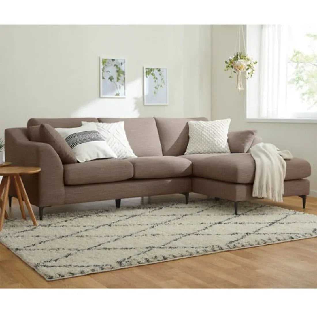 Flora 4 Seater L Shape Fabric Sofa For Living Room