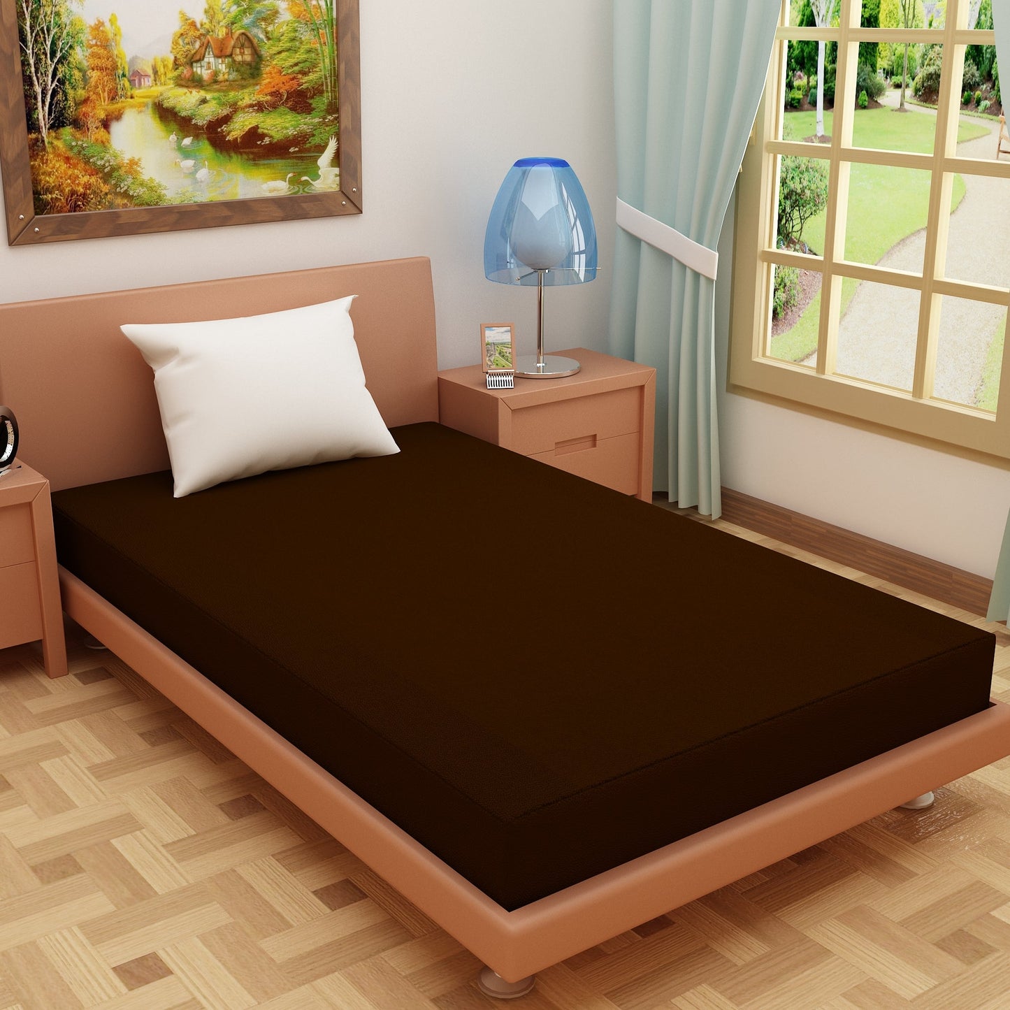 Waterproof Mattress Protector with 360 Degree Elastic Strap, Luxury Terry (Coffee, Available in 16 Sizes)