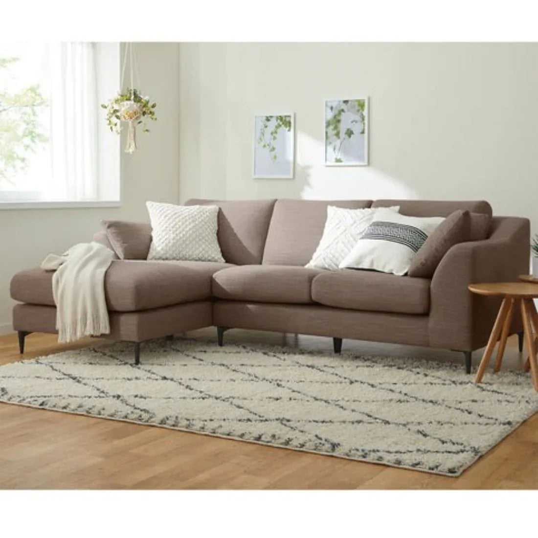 Flora 4 Seater L Shape Fabric Sofa For Living Room