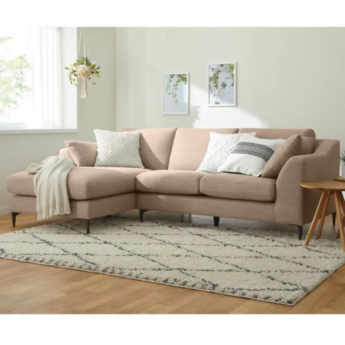 Flora 4 Seater L Shape Fabric Sofa For Living Room