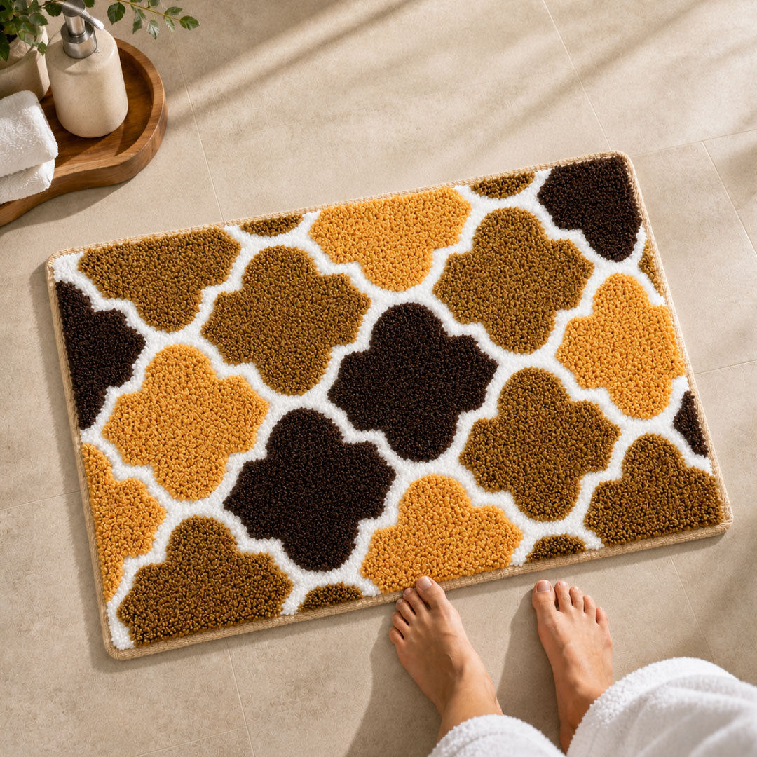 Ellipse Beige Bathroom Mat