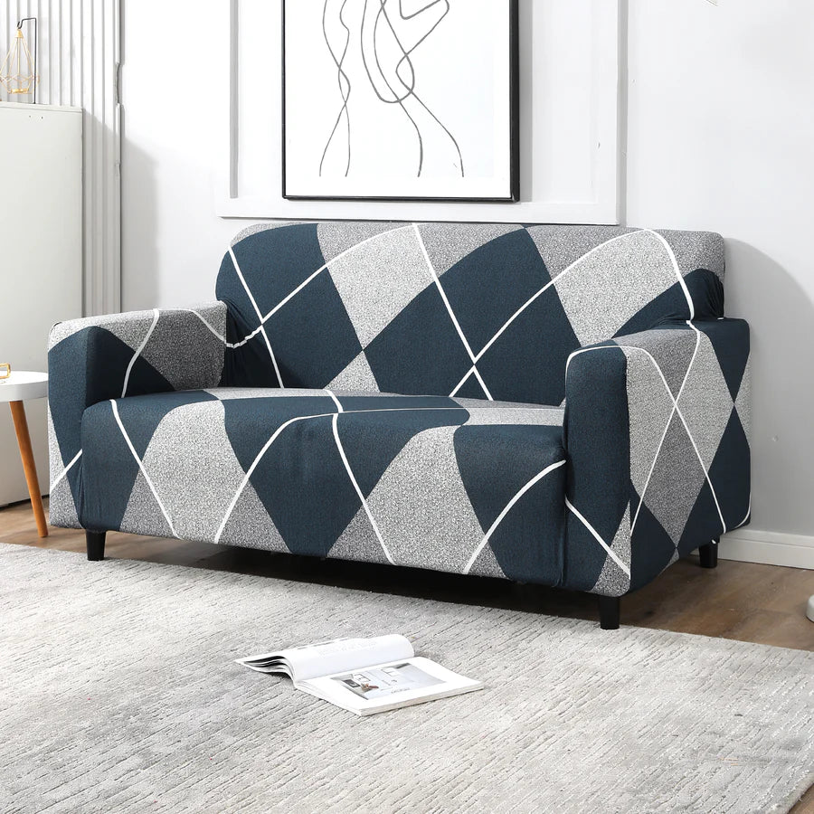 Checkerplaid Blue - Luxury Quality Strechable & Dust-proof Sofa Cover