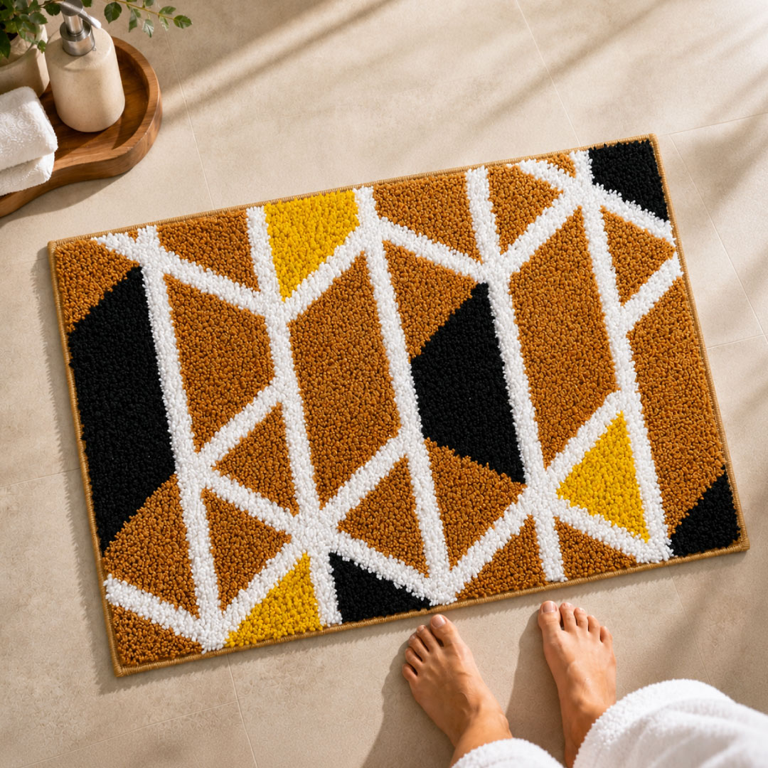 Mosaic Beige Bathroom Mat