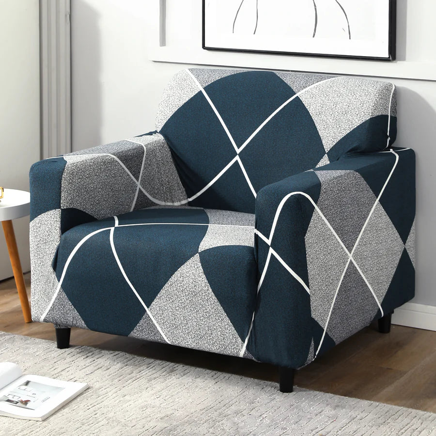 Checkerplaid Blue - Luxury Quality Strechable & Dust-proof Sofa Cover
