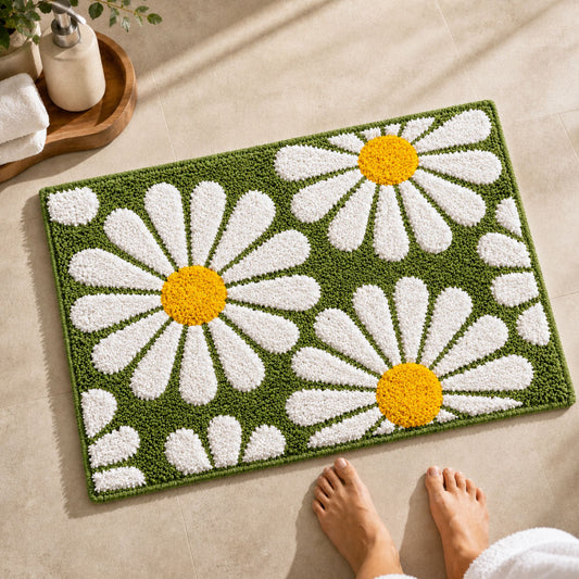 Flower Green Bathroom Mat