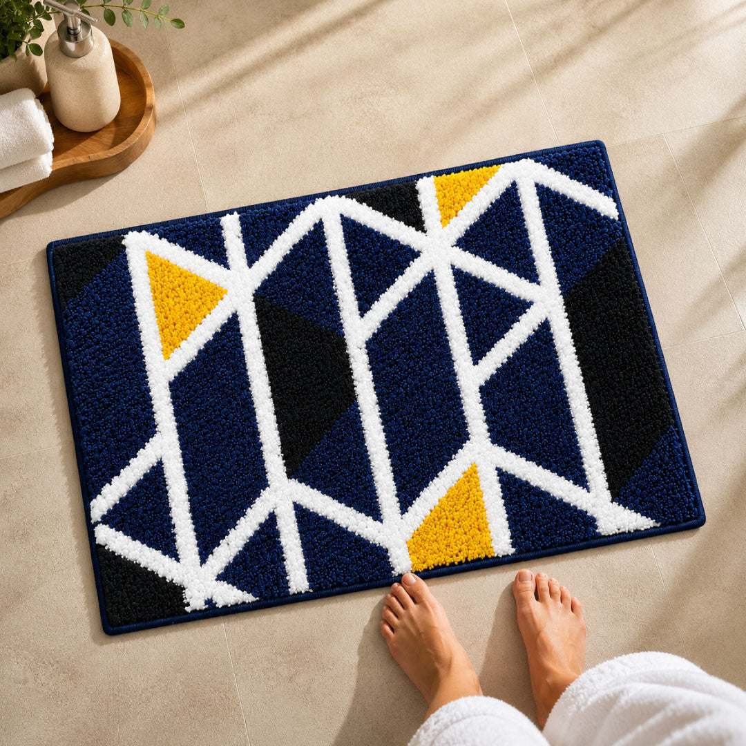 Mosaic Blue Bathroom Mat