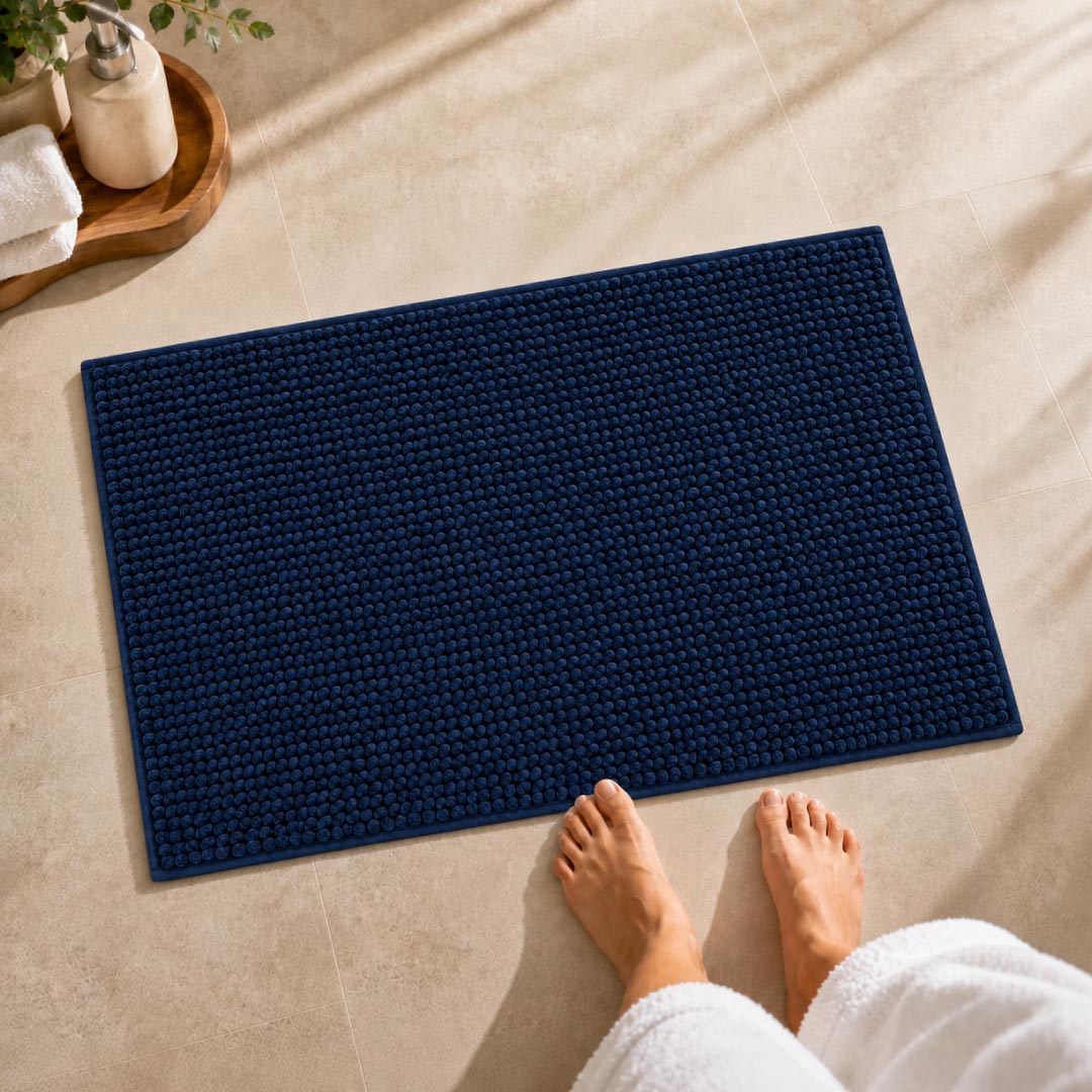 Shaggy Blue Bathroom Mat