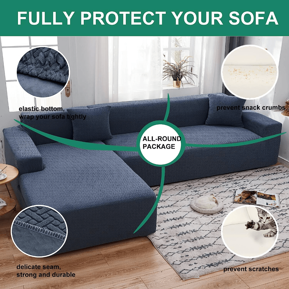 2026 L Shape Polar Fleece Sofa Cover : Grey