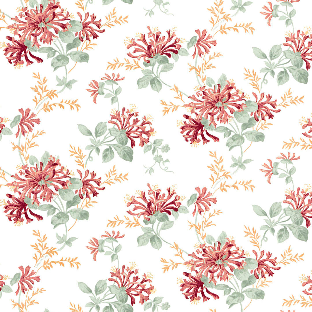 Elegant Floral Print Sheer Semi Transparent Curtain - Set of 2 -DS206A