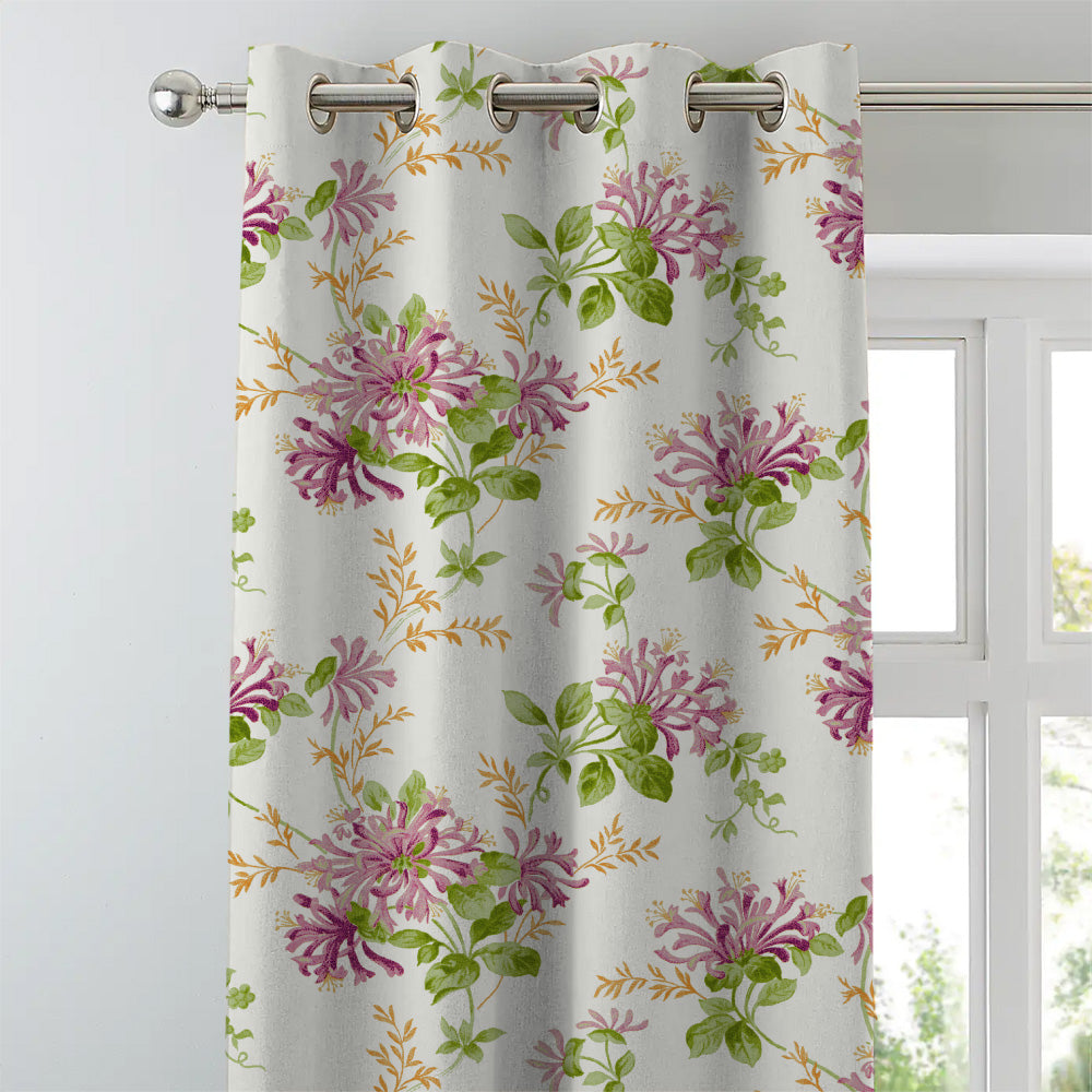 Feral Florals Floral Pink Heavy Satin Room Darkening Curtains Set Of 2 - (DS206C)