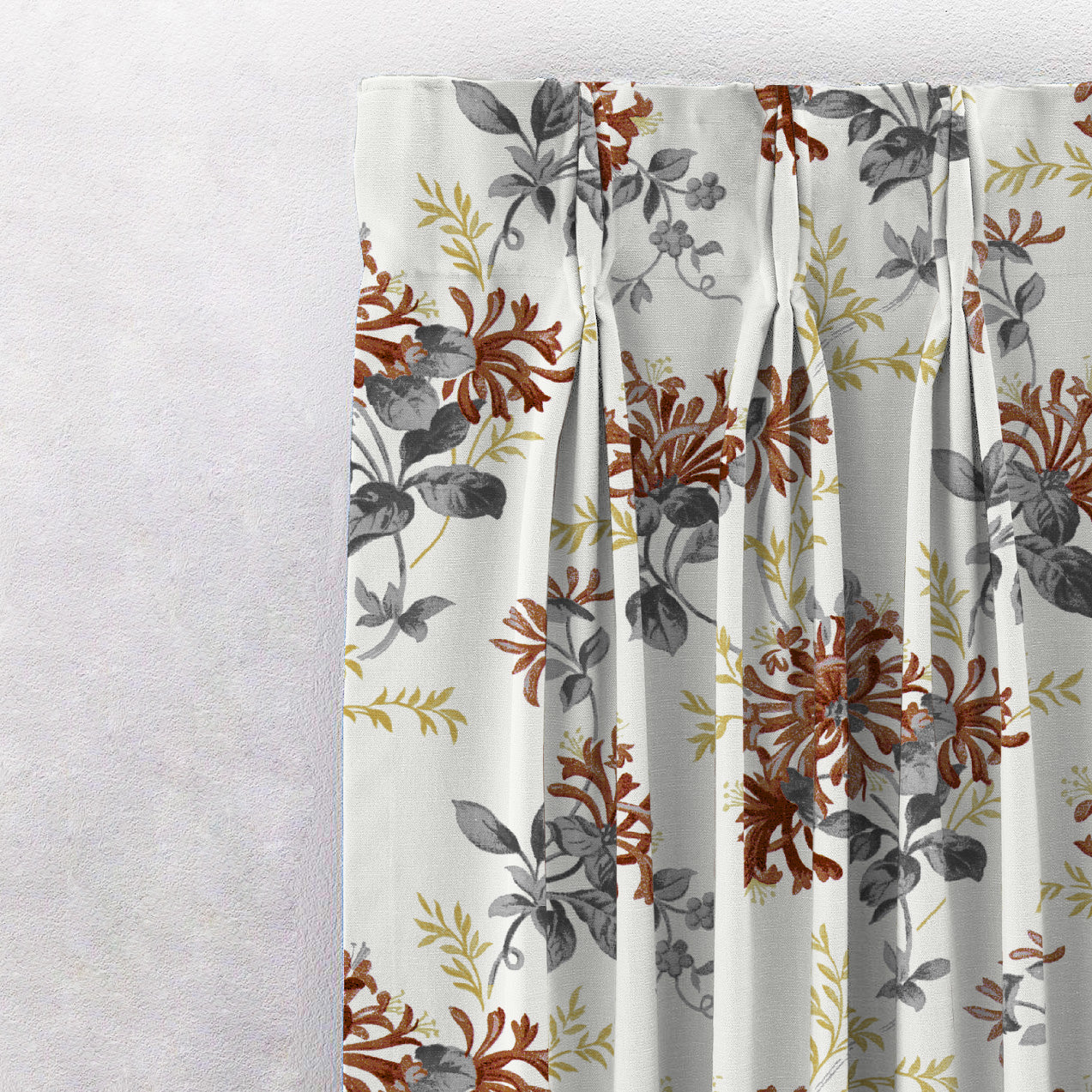 Feral Florals Floral Maroon Heavy Satin Room Darkening Curtains Set Of 2 - (DS206F)