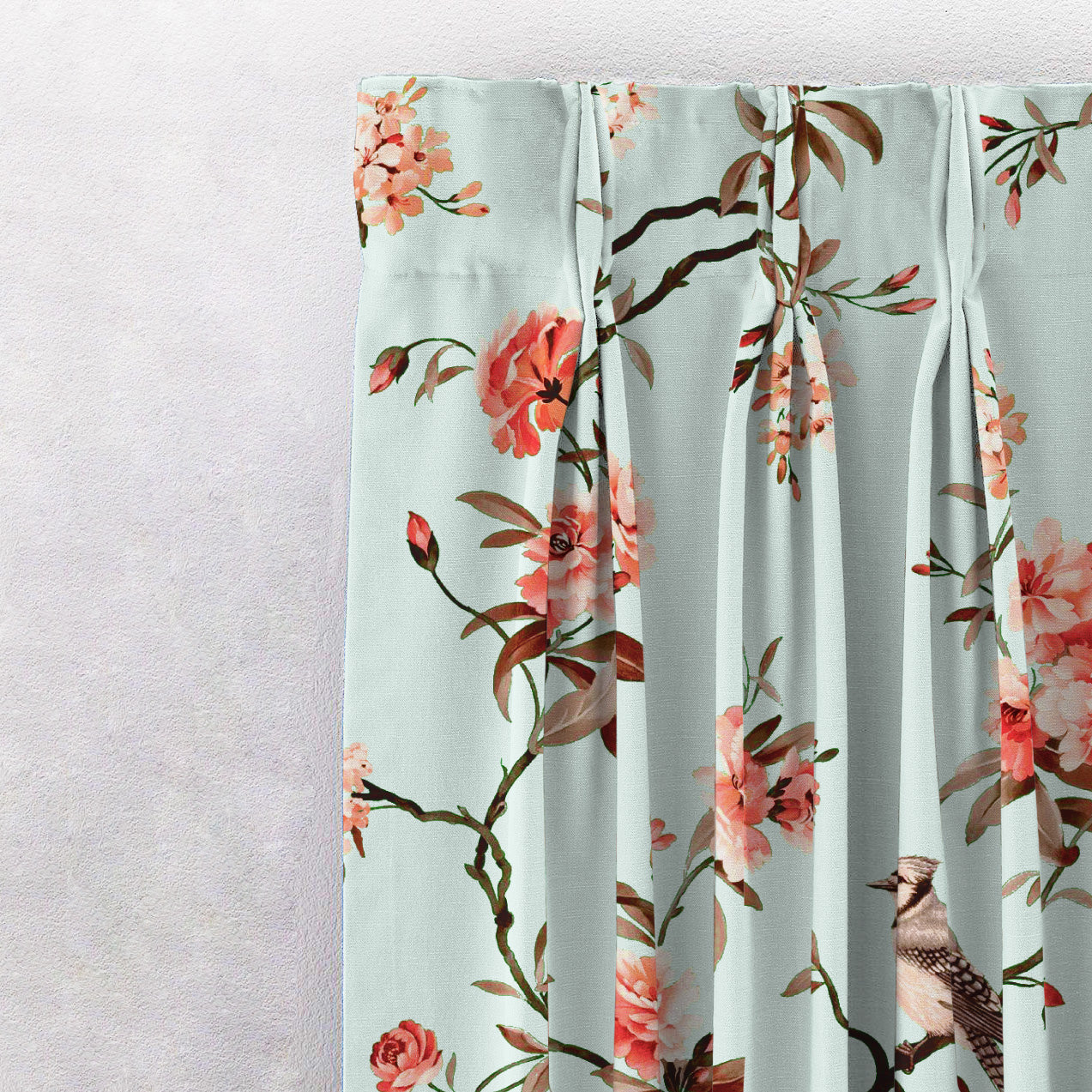 Elegant Floral Print Room Darkening Curtains Set Of 1pc  DS207F