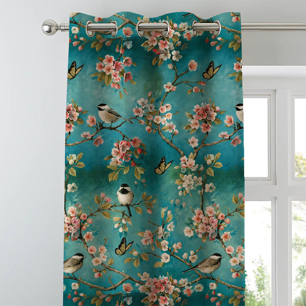 Elegant Floral Print Room Darkening Curtains Set of 2  DS225A
