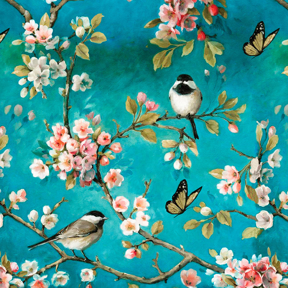 Elegant Floral Print Room Darkening Curtains Set of 2  DS225A