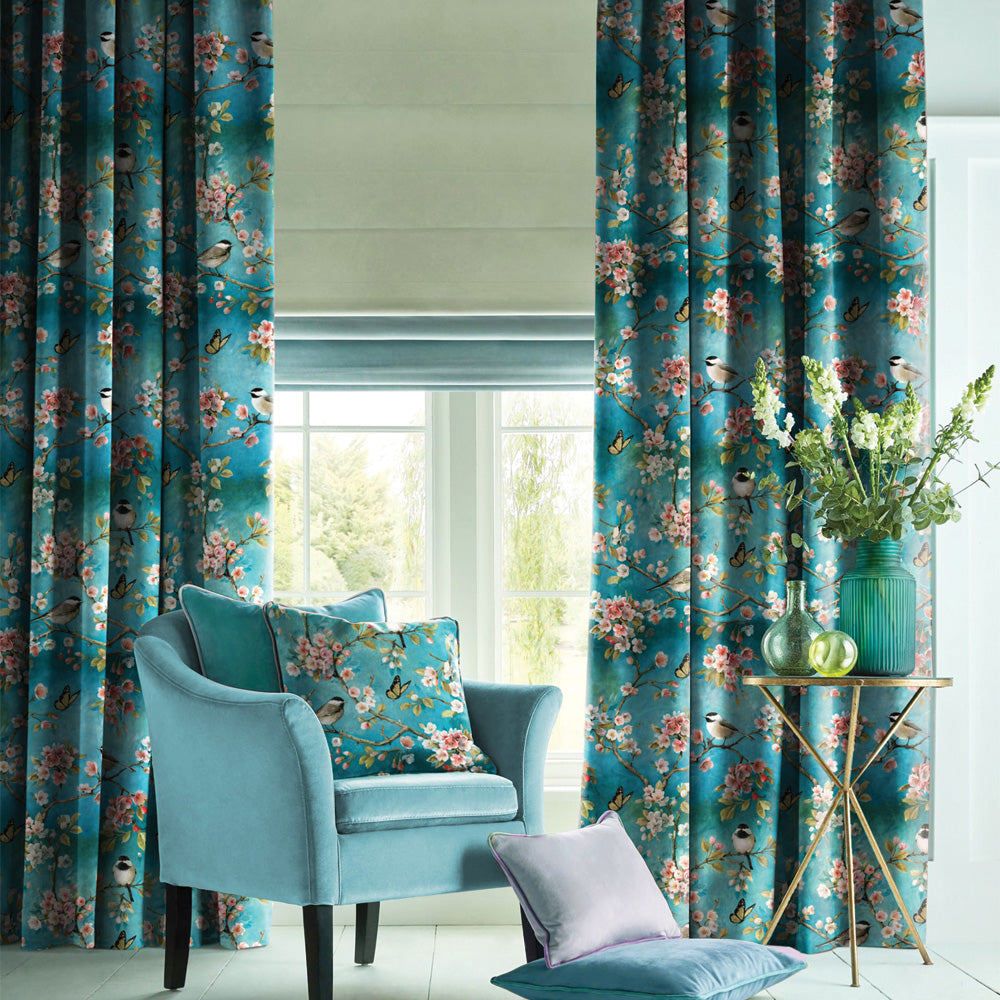 Floral Fantasy Floral & Ombre Print Combination Room Darkening Curtains Set Of 4 Door Curtain - (225AOMBRE26)