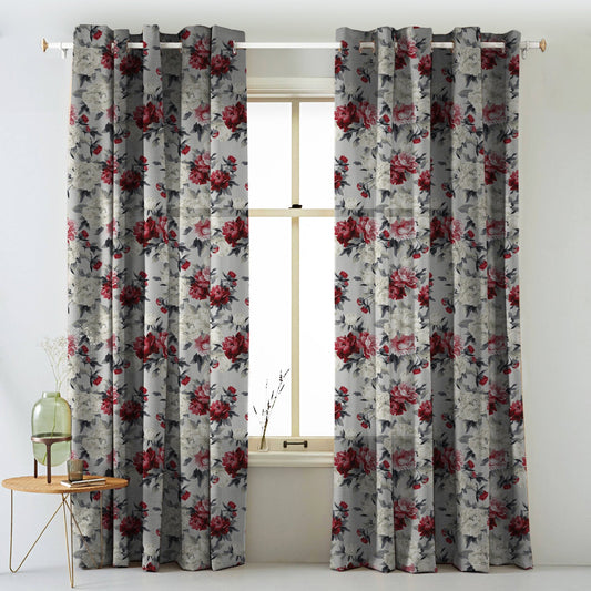 Elegent Floral Print Matt Finish Room Darkening Curtain Set of 2 MTDS230D
