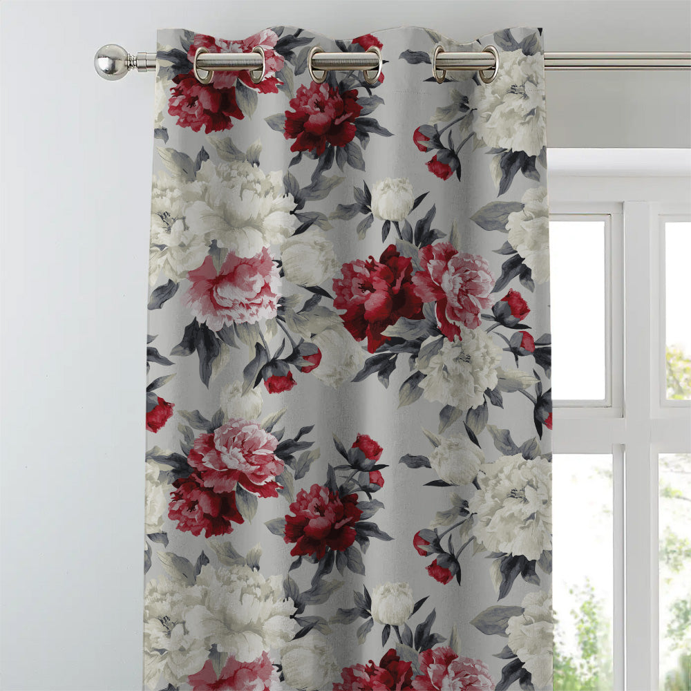 Elegent Floral Print Matt Finish Room Darkening Curtain Set of 2 MTDS230D