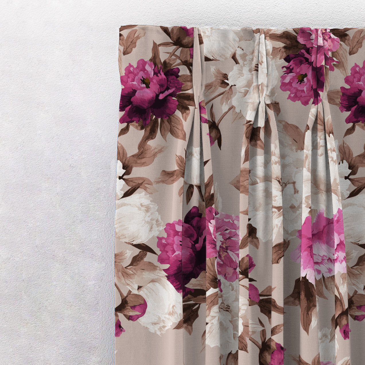 Elegent Floral Print Matt Finish Room Darkening Curtain Set of 2 MTDS230G