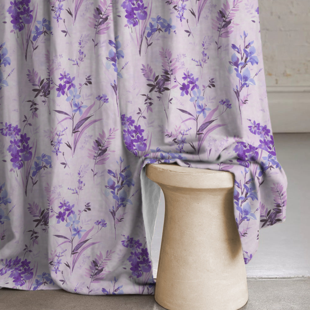 Lovely Lavender Floral Lavendar Heavy Satin Room Darkening Curtains Set Of 2 - (DS260B)