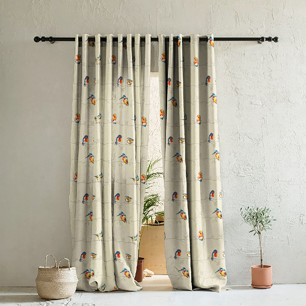 Elegant Floral Print Room Darkening Curtains Set of 2  DS261B