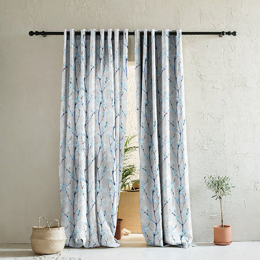Elegant Floral Print Room Darkening Curtains Set of 2  DS263C