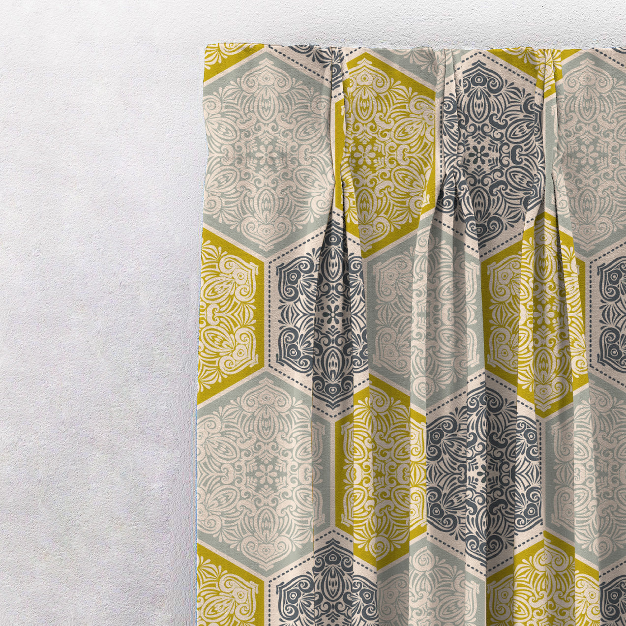 Elegant Geometric  Print Room Darkening Curtain - Set of 2 - DS266A