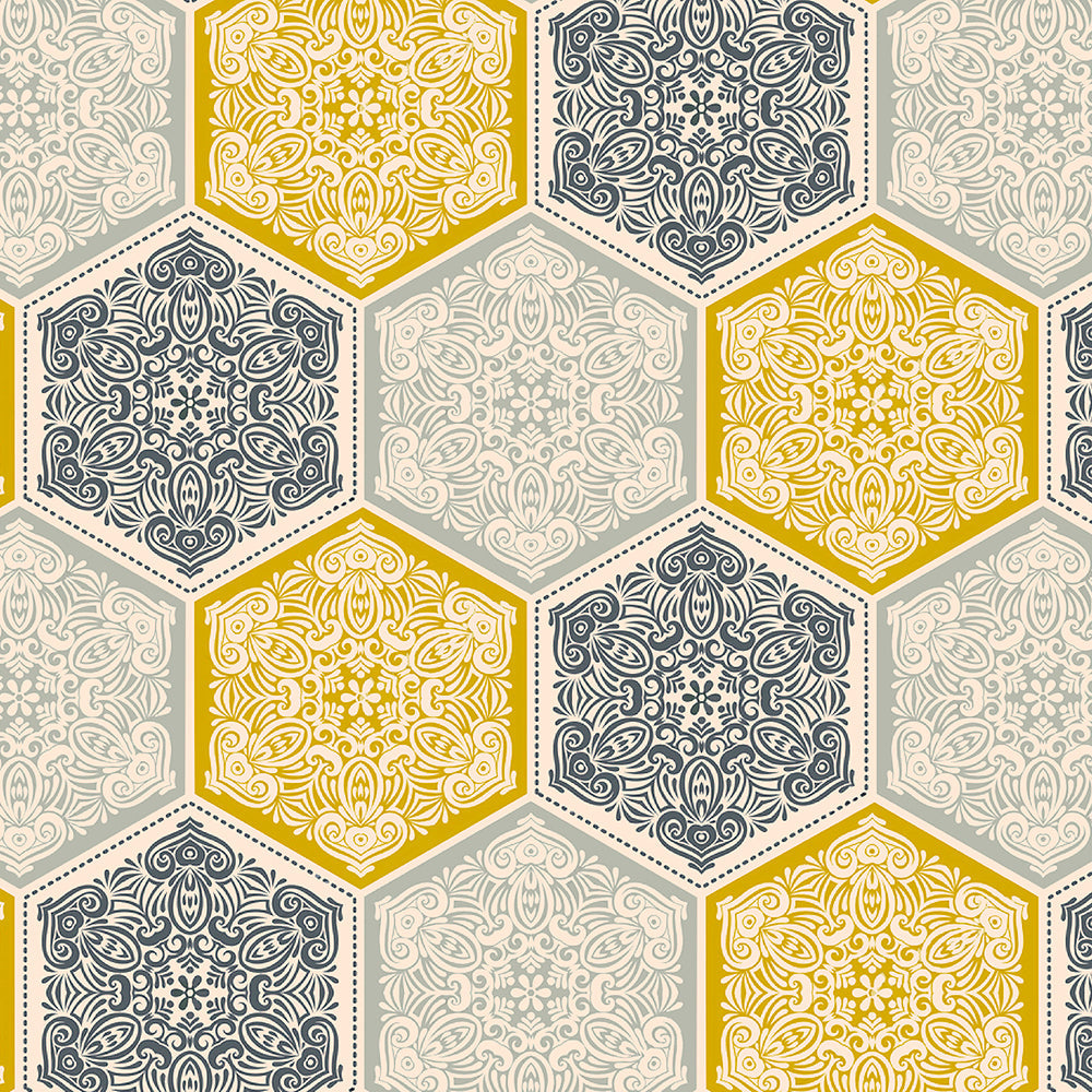 Elegant Geometric  Print Room Darkening Curtain - Set of 2 - DS266A