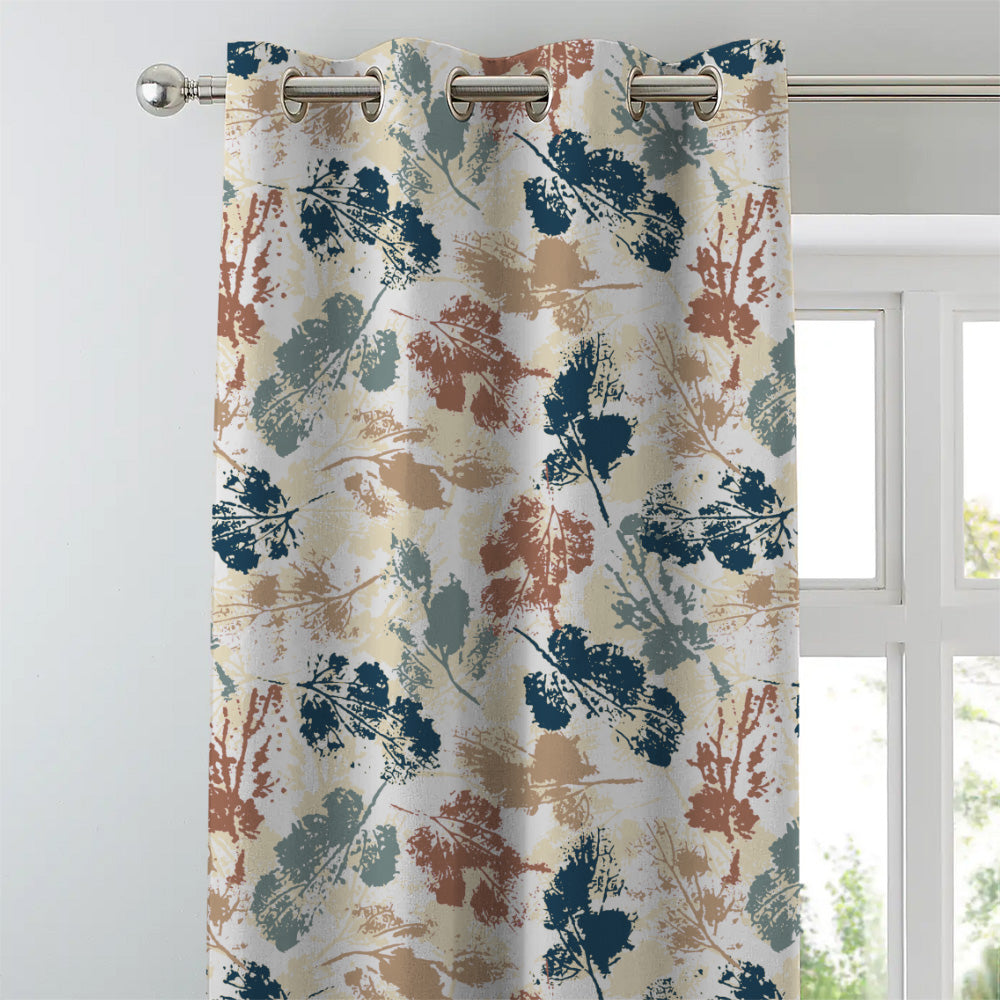 Chromatic Foliage Floral Tan Beige Heavy Satin Room Darkening Curtains Set Of 2 - (DS271D)