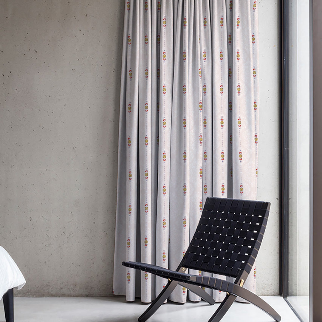 Ethnic Essence Floral Soft Pink Heavy Satin Room Darkening Curtains Set Of 2 - (DS274C)