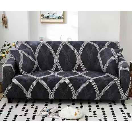 3+1+1 GREY STRIPS SOFA COVER ELASTIC STRETCHABLE 48 HOURS OFFER