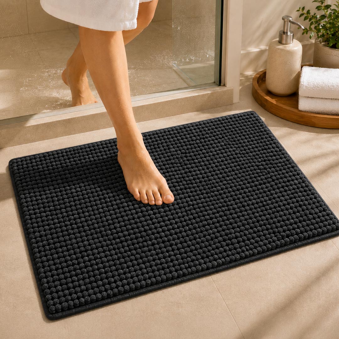 Shaggy Grey Bathroom Mat