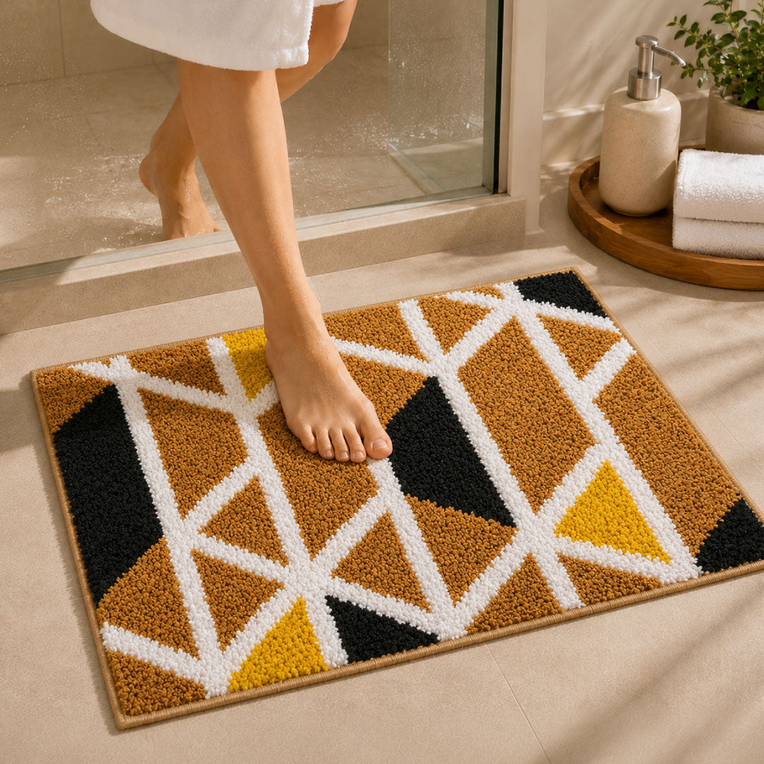 Mosaic Beige Bathroom Mat