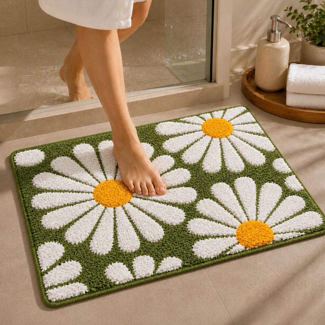 Flower Green Bathroom Mat
