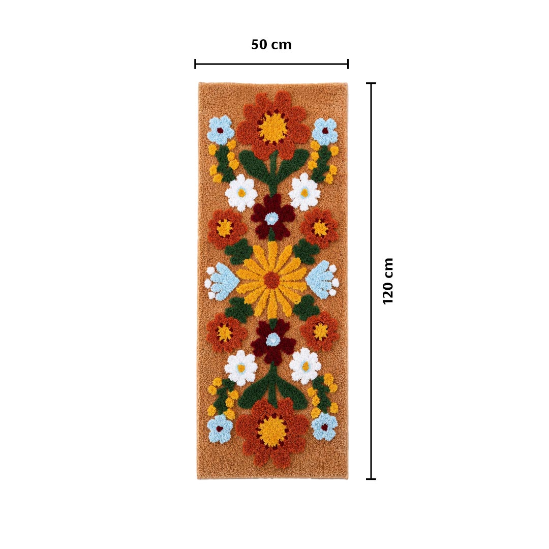 Tan Daisy Beige Runner Mat