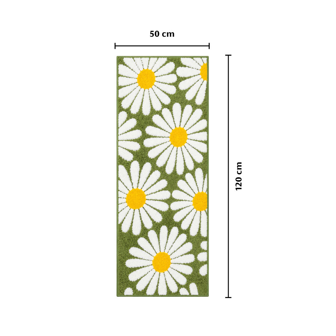 Flower Green Runner Mat