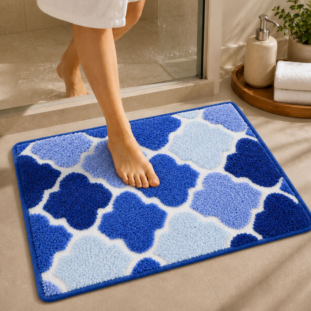 Ellipse Blue Bathroom Mat