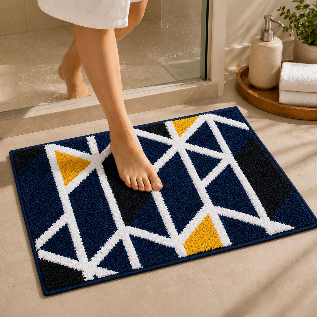 Mosaic Blue Bathroom Mat