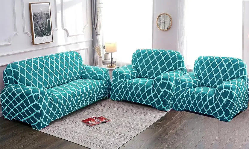Teal Blue Diamond - Luxury Quality Strechable & Dust-proof Sofa Cover
