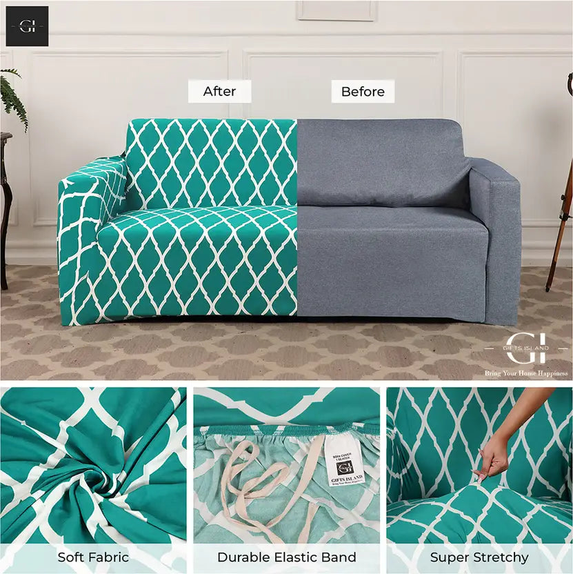 Teal Blue Diamond - Luxury Quality Strechable & Dust-proof Sofa Cover