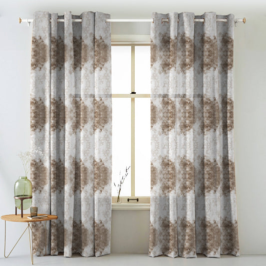 Elegent Geometric Print Matt Finish Room Darkening Curtain Set of 2 MTDS331A